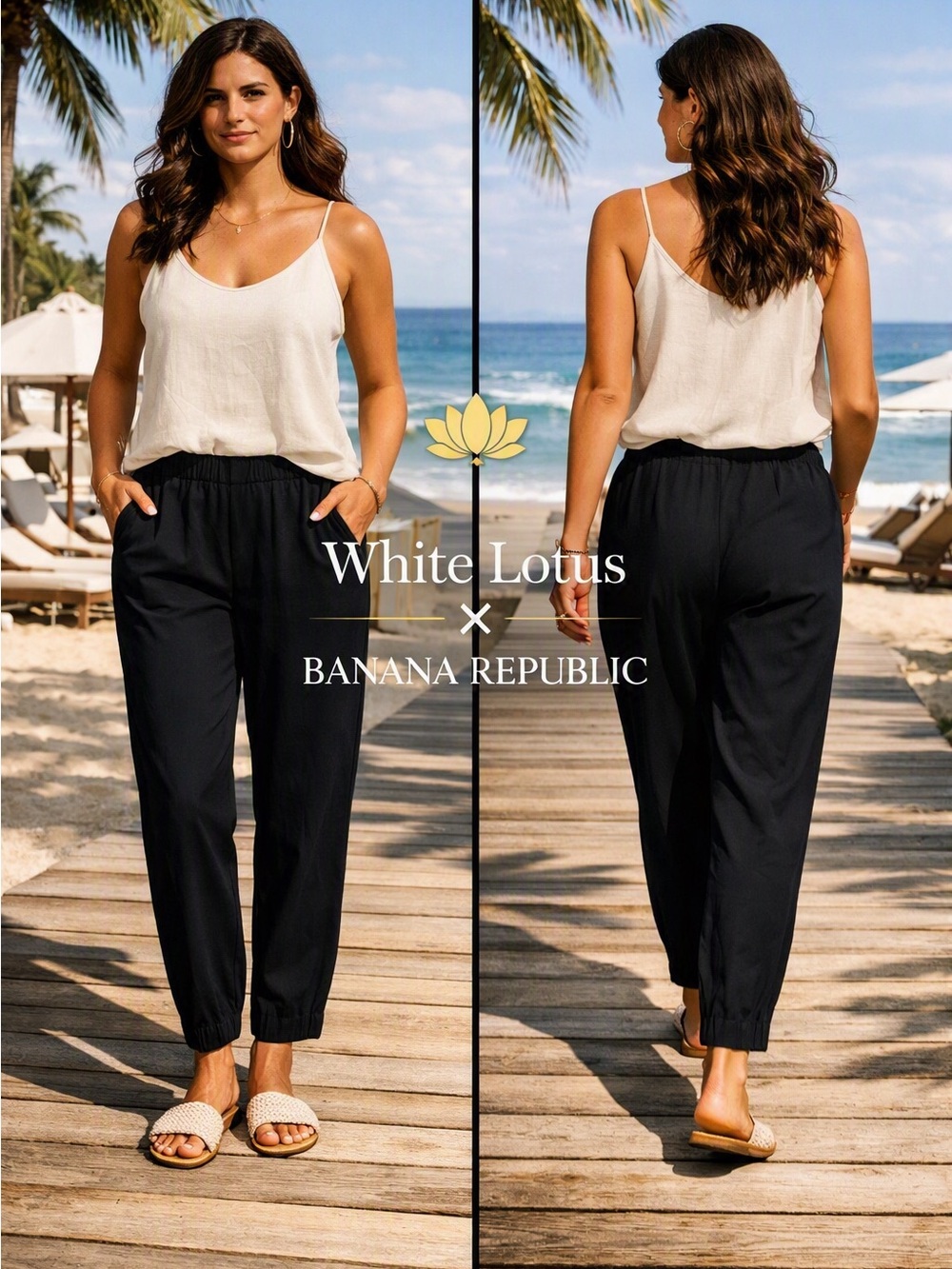 THE WHITE LOTUS PLEATED TENCEL™-LINEN PULL-ON PANT, Size CL